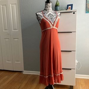 ANTHROPOLOGIE WESTON WEAR Vintage Low V-neck Midi Dress XS